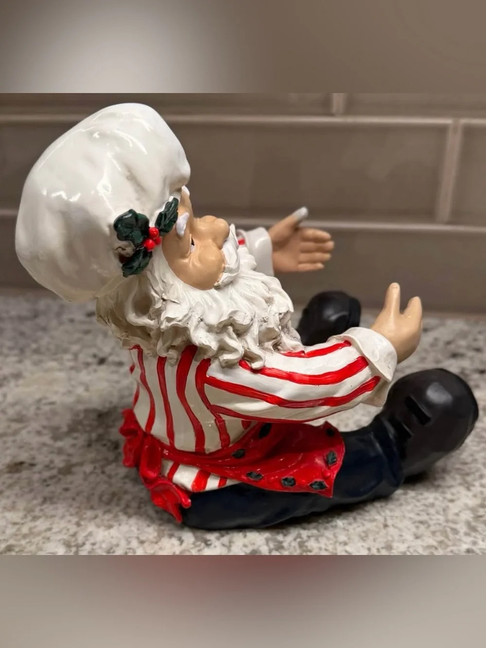 Santa Chef Wine Bottle Holder Christmas Kitchen Decor Holiday Bar